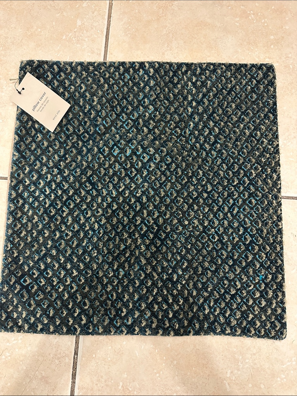 West elm Blue Patterned Decorative Throw Pillow Cover - Home Accents